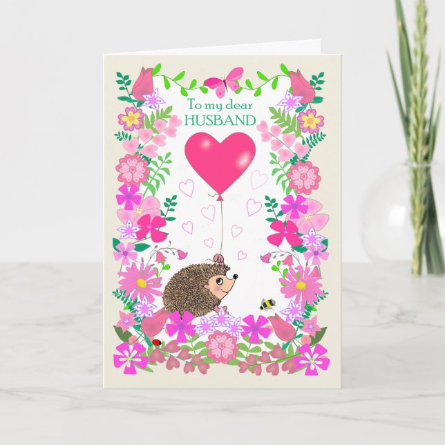 Till make Valentine med en söt igelkott Kort (Framsida)
