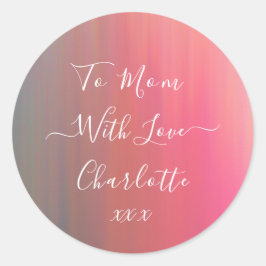 Till Mamma med Kärlek Rosa & Teal Gift-etikett Runt Klistermärke