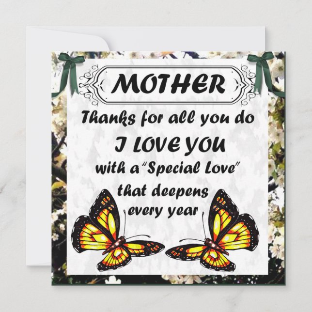 Till mamma, morsdagstak-kort julkort (Framsida)