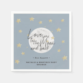 Till Måne & Back Boy Baby Shower Papper Pappersservett