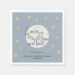 Till Måne & Back Boy Baby Shower Papper Pappersservett