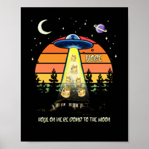 Till Måne Dogecoin Crypto Meme UFO DOGE-Vintagen Poster