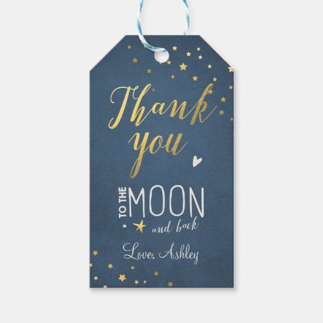 Till måne Gift-märkrna vill jag tacka babyduschstj Presentetikett (Framsidan)