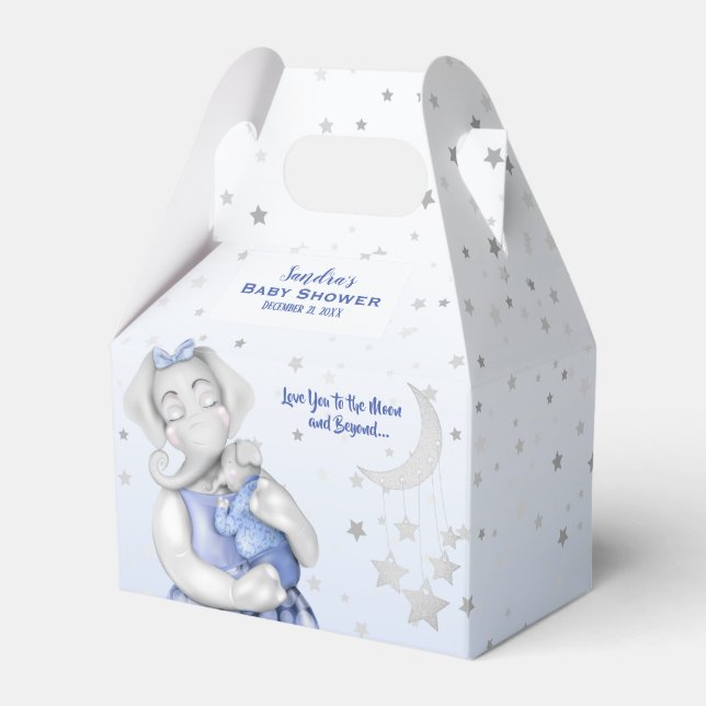 Till Måne och bak, elefant Baby Shower Presentaskar (Framsidan Sidan)