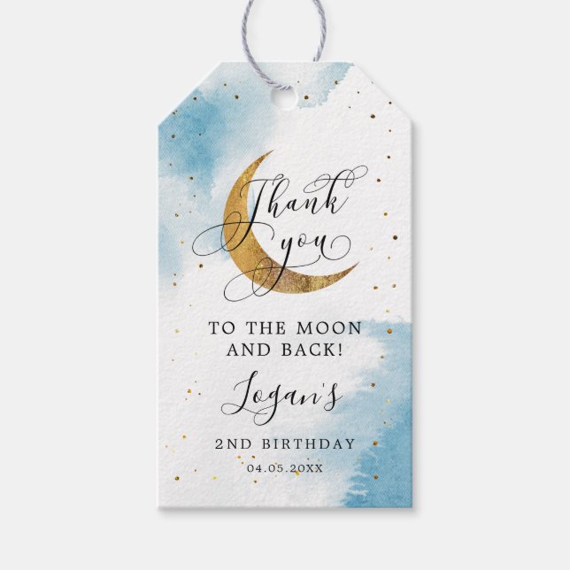 Till Måne och bak-pojkens födelsedag Presentetikett (Framsidan)