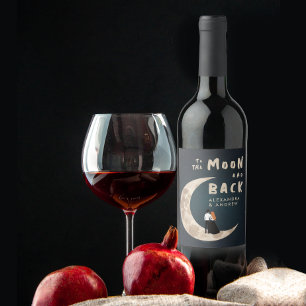 till Måne och tillbaka till de moderna Kärlek-hist Vinflaska Etikett