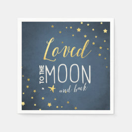 Till måne Pappersservett babyduschen Stars Guld