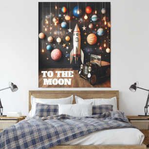 Till Måne Space Barn Rumsdekan Canvastryck