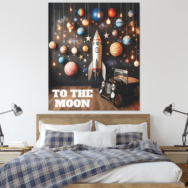 Till Måne Space Barn Rumsdekan Canvastryck (Insitu (sovrum))