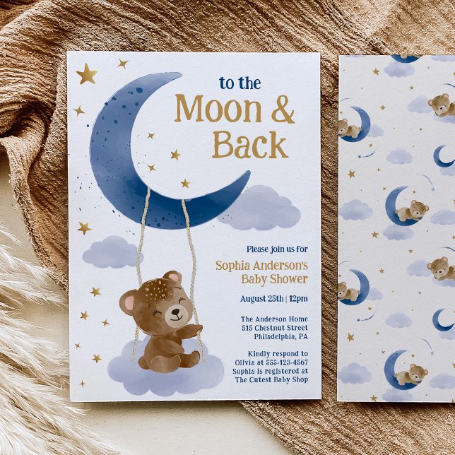 Till månen och tillbaka Baby Shower Inbjudan  (Skapare uppladdad)