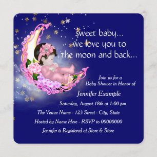 Till månen och tillbaka Baby Shower Inbjudningar