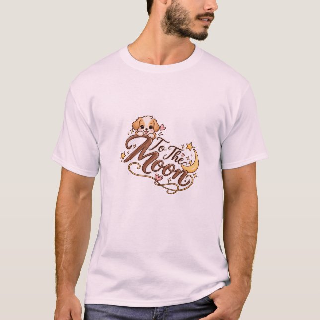 Till Månen Söt Valp T Shirt (Framsida)