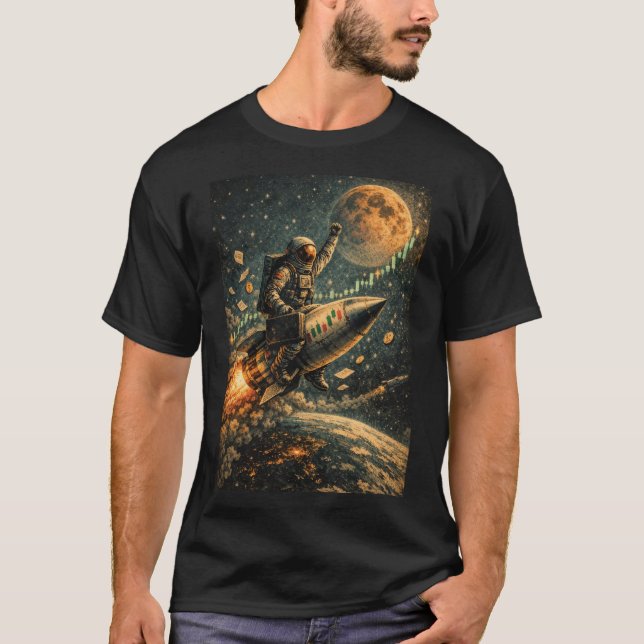 Till månen - Trading Astronaut, Forex, Crypto T Shirt (Framsida)