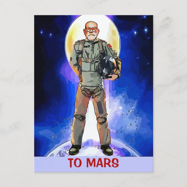 TILL Mars astronaut Card, redigera text, Vykort (Framsida)