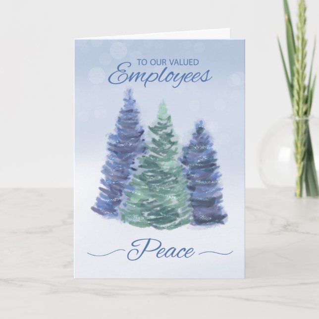 Till medarbetarnas Helgdag Peace med Evergreen Trä Kort (Framsida)