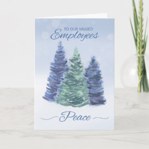 Till medarbetarnas Helgdag Peace med Evergreen Trä Kort