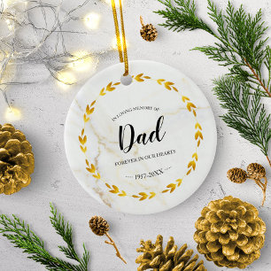 Till min älskade pappas minne - Guld krans minnesm Julgransprydnad Keramik