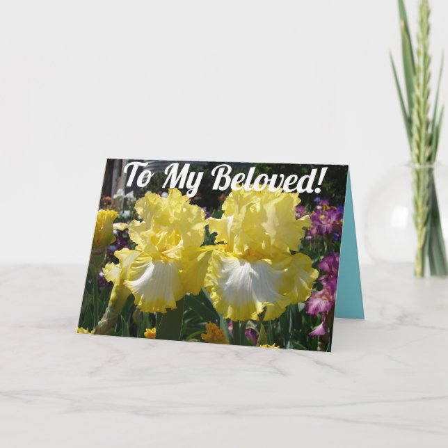 Till min besläktade Iris-blommigt Blommor-födelsed Kort (Framsida)