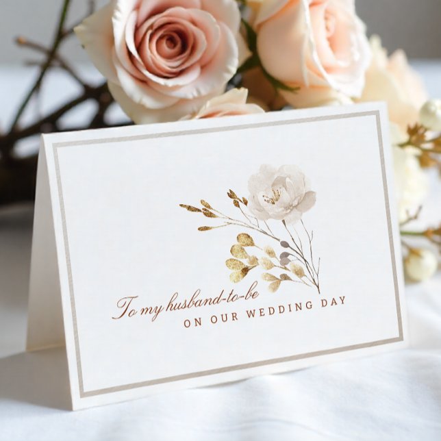 Till min blivande make Bröllopsdag Höst Blommig Br Tack Kort (Husband-to-be Wedding Day Card)