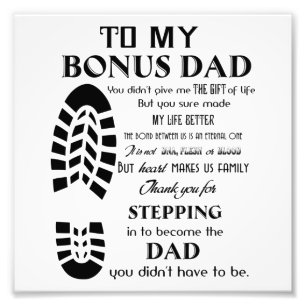 Till min Bonus Pappa, Fars dag-gåva, gåva till Pap Fototryck