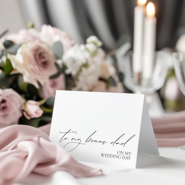 "Till min Bonus Pappa på min Bröllopsdag"-meddelan Tack Kort (o My Bonus Dad On My Wedding Day" Message Card)