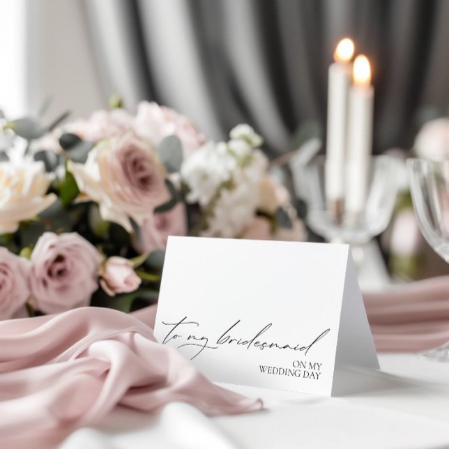 "Till min Bridesmaid på min Bröllopsdag"-meddeland Tack Kort ("To My Bridesmaid On My Wedding Day" Message Card)