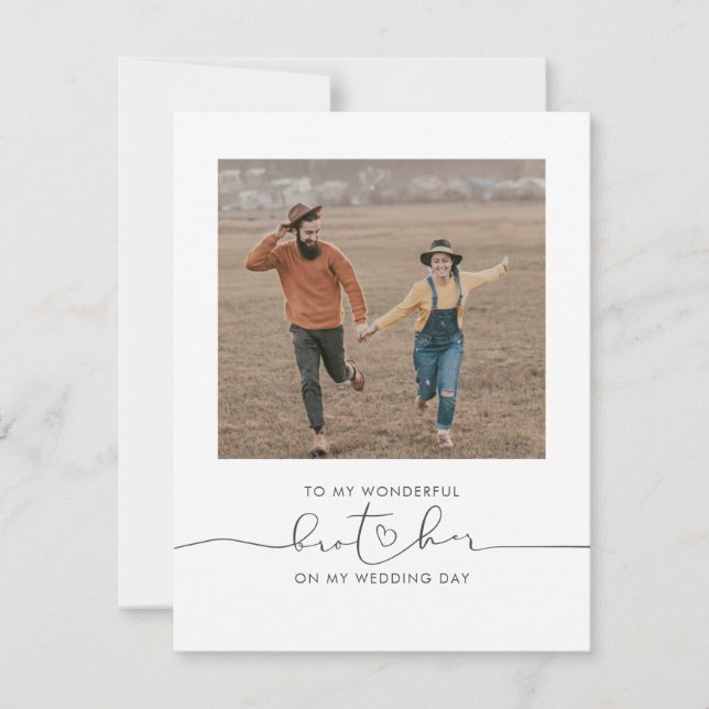 Till min bror på min Bröllopsdag Cute Photo (Framsida)