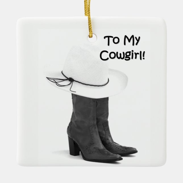 **TILL MIN COWGIRL- OCH BOOTS** CHRISTMAS-ORNATION JULGRANSPRYDNAD KERAMIK (Framsida)