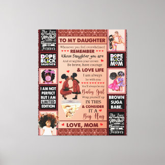 Till min dotter Birthday Gift, Cute Mamma Baby Gif Canvastryck