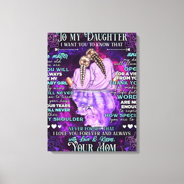Till min dotter Birthday Gift, Cute Mamma Baby Gif Canvastryck (Framsida)