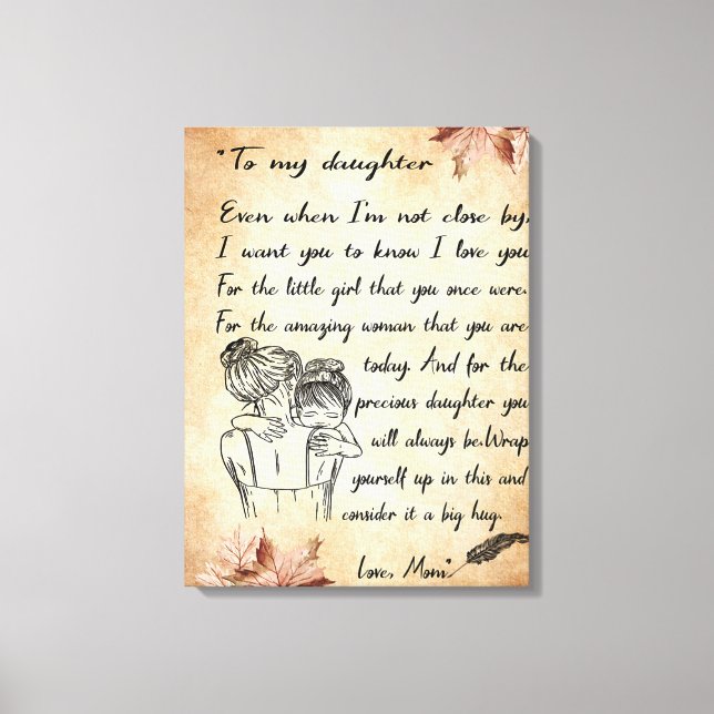 Till min dotter Birthday Gift, Cute Mamma Baby Gif Canvastryck (Framsida)