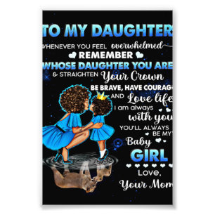 Till min dotter Birthday Gift, Cute Mamma Baby Gif Fototryck