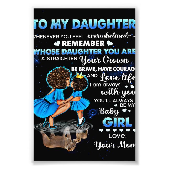 Till min dotter Birthday Gift, Cute Mamma Baby Gif Fototryck (Framsidan)