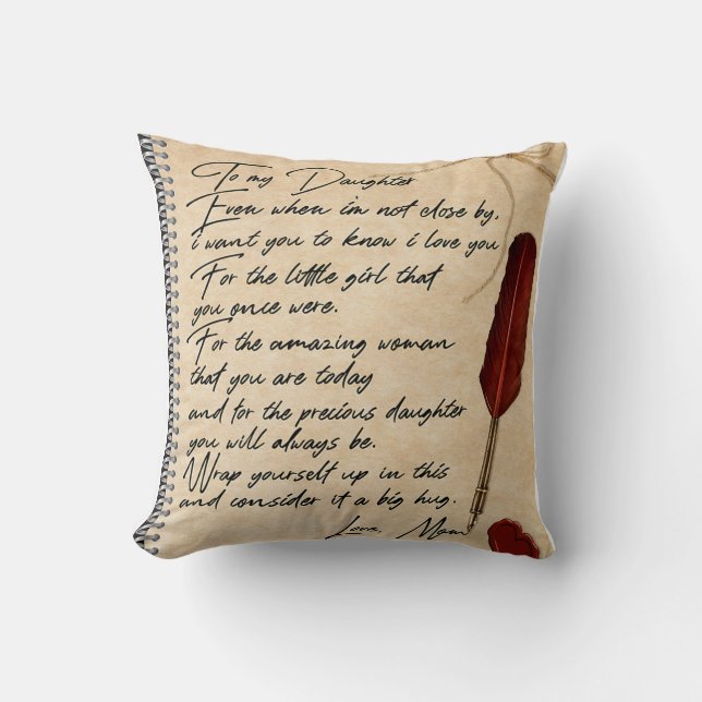 Till min dotter Birthday Gift, Cute Mamma Baby Gif Kudde (Framsida)