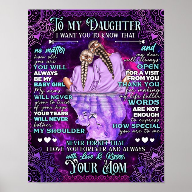 Till min dotter Birthday Gift, Cute Mamma Baby Gif Poster (Framsidan)