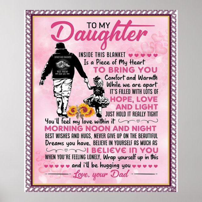 Till min dotter Birthday Gift, Cute Pappa Baby Gif Poster (Framsidan)