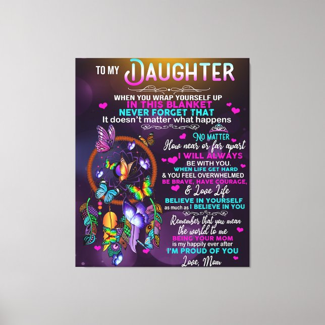 Till min dotter Butterflies Gift, dotter Birthag Canvastryck (Framsida)