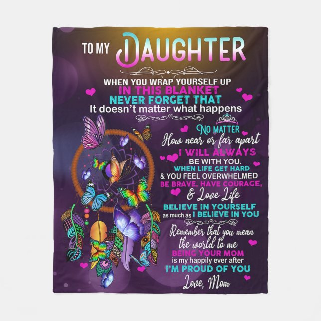 Till min dotter Butterflies Gift, dotter Birthag Fleecefilt (Framsidan)