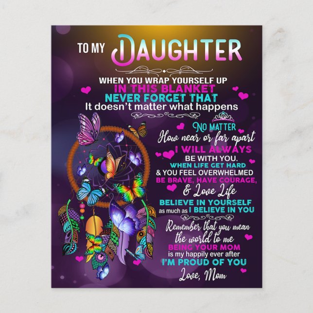 Till min dotter Butterflies Gift, dotter Birthag Flygblad (Framsidan)