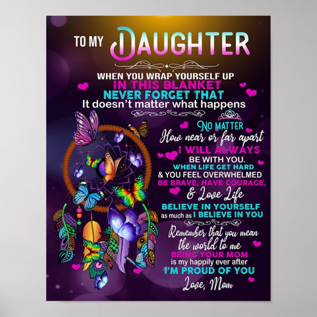 Till min dotter Butterflies Gift, dotter Birthag Poster (Framsidan)