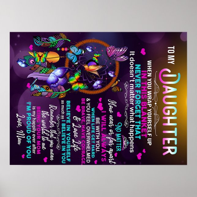 Till min dotter Butterflies Gift, dotter Birthag Poster (Framsidan)