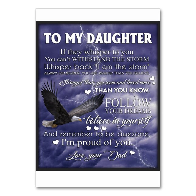 Till min dotter, Dotter Birthday Gift, Flicka Bordsnummer (Framsidan)