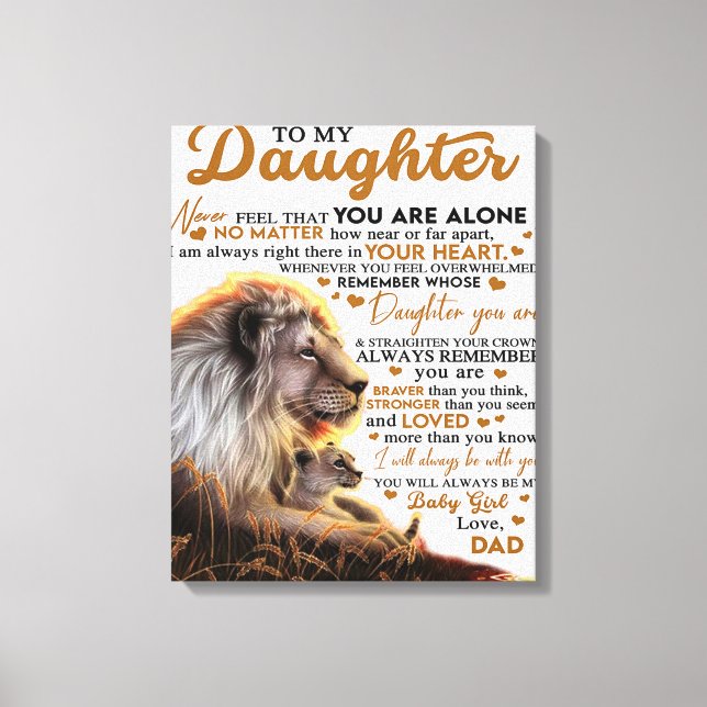 Till min dotter, Dotter Birthday Gift, Flicka Canvastryck (Framsida)