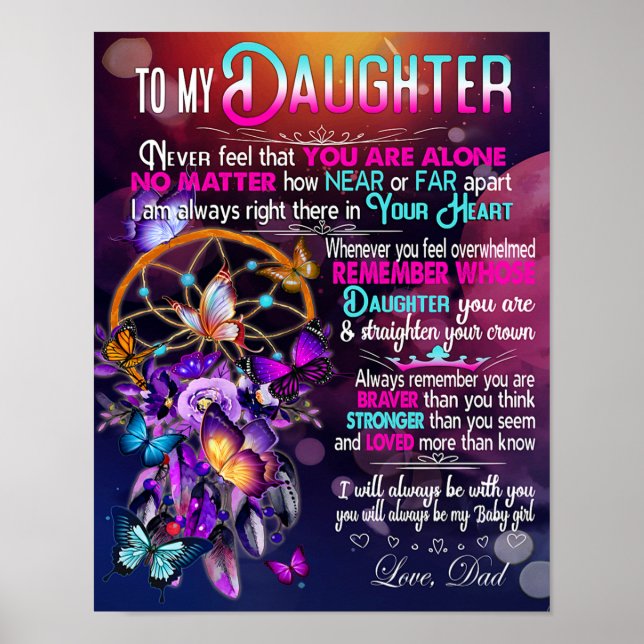Till min dotter, Dotter Birthday Gift, Flicka Poster (Framsidan)