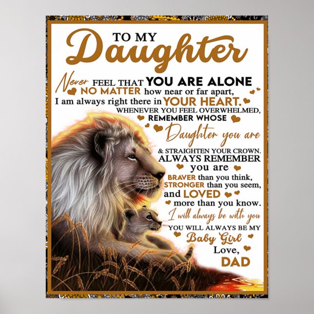 Till min dotter, Dotter Birthday Gift, Flicka Poster (Framsidan)