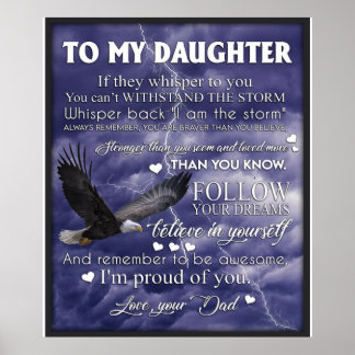 Till min dotter, Dotter Birthday Gift, Flicka Poster
