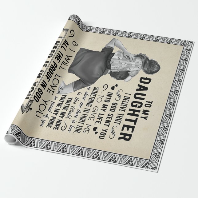 Till min dotter, Dotter Birthday Gift, Flicka Presentpapper (Utrullad)