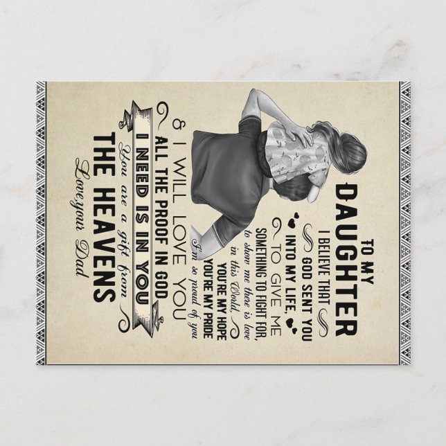 Till min dotter, Dotter Birthday Gift, Flicka Vykort (Framsida)