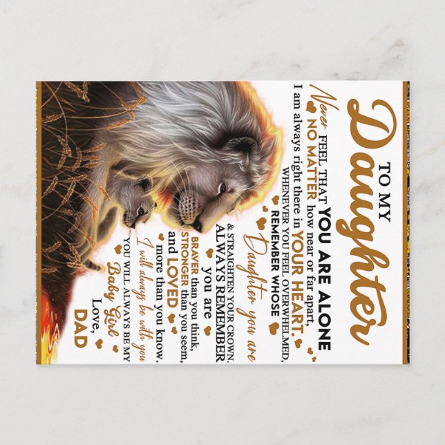 Till min dotter, dotter födelsedagspresent, babyfl vykort (Framsida)