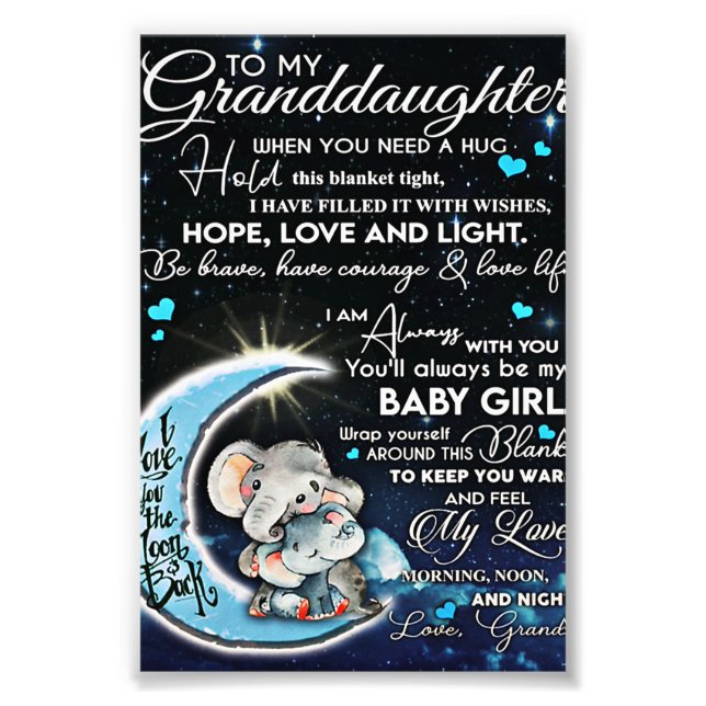 Till min dotter Elephant Birthday Gift, Baby Gift Fototryck (Framsidan)